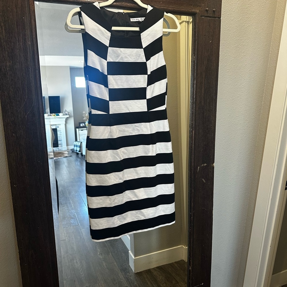 Trina Turk Black and White Striped Dress